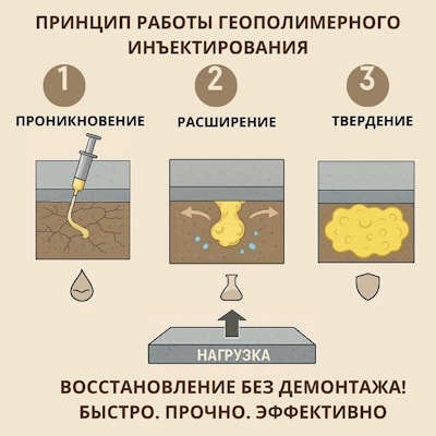Принцип работы геополимерного инъектирования